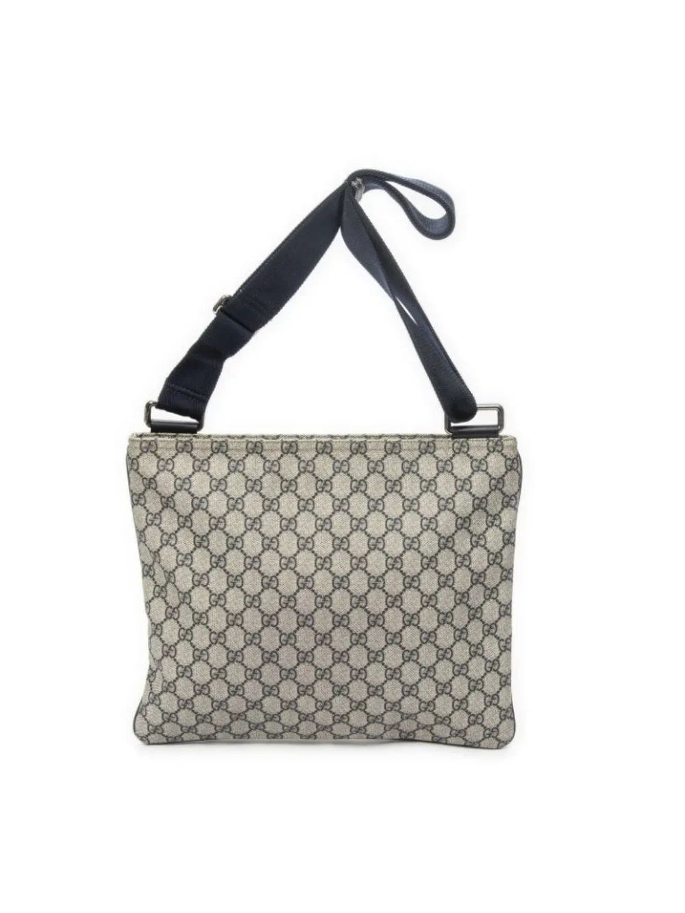 Gucci Large Square Zip Messenger Gray Navy Supreme Canvas - Picture 5 of 10